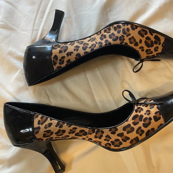 franco sarto bick leopard print square toe heels shoes - Picture 1 of 7